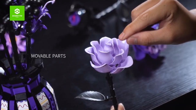 ZONECYTD Flowers Bouquet Building Set Roses Purple Compatible with